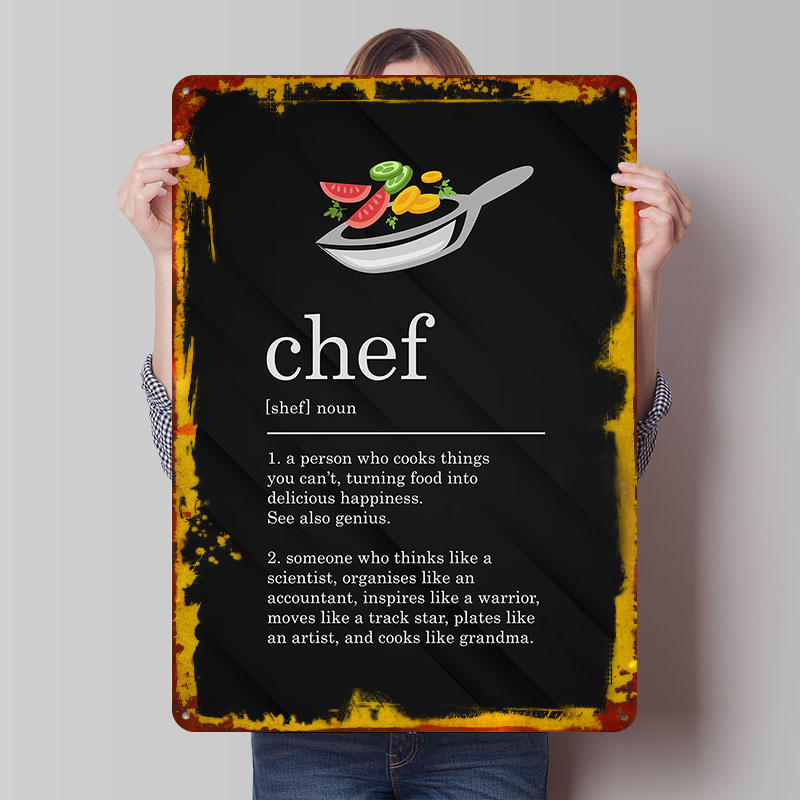 Home Cooking Definition - لافتة معدنية مخصصة بتصميم طباخ مضحك،