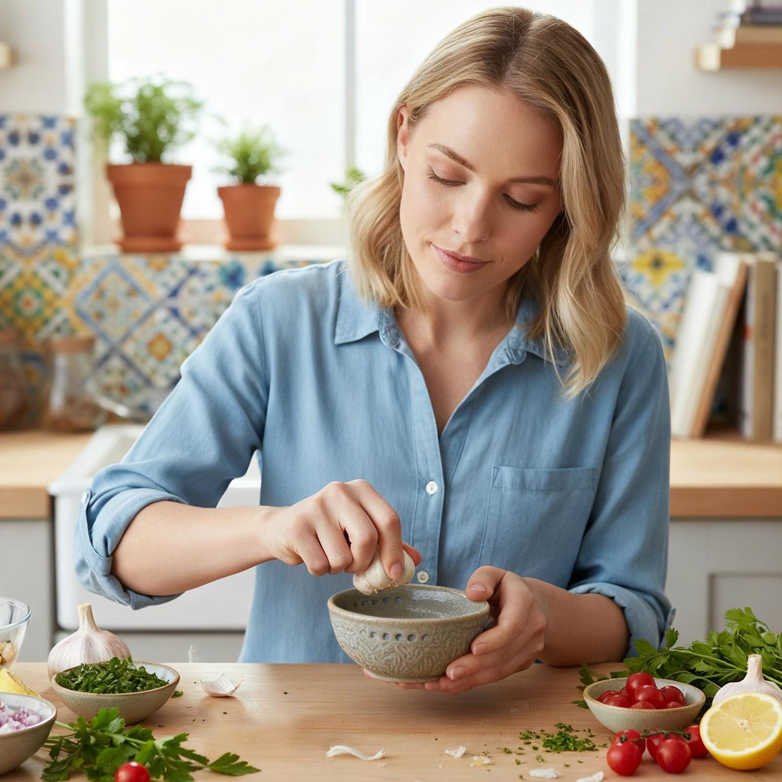 طبق الثوم وعاء المفرمة السيرام - مراجعة Home Cooking Meal وسعره